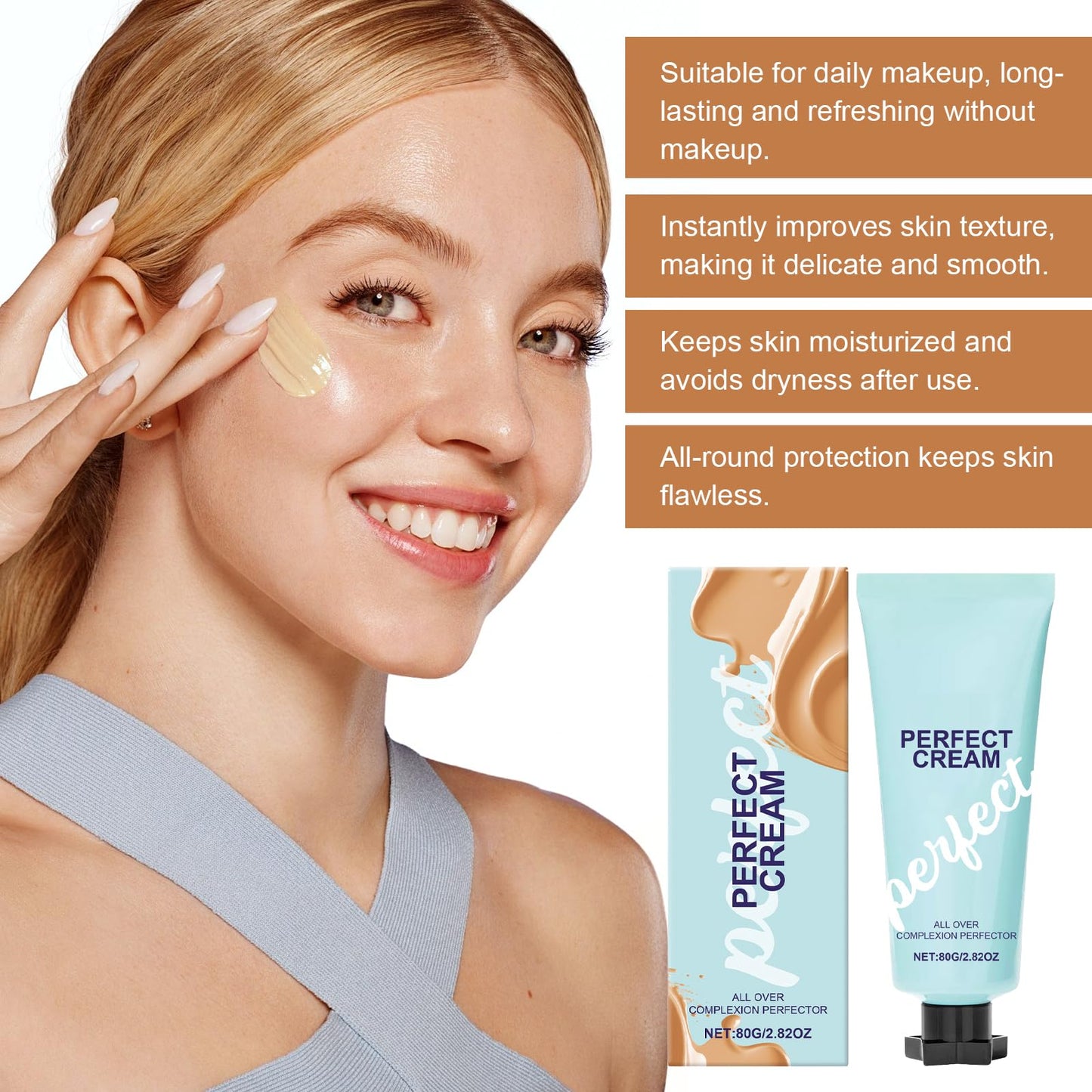 Neyeau 2 Pcs Body Coverage Perfector All Over Complexion Perfector Contains Concealer Brush, Waterproof and Long-Lasting Makeup, Brightens Skin, and Provides Comfortable Skin Feel(80g/Pc)