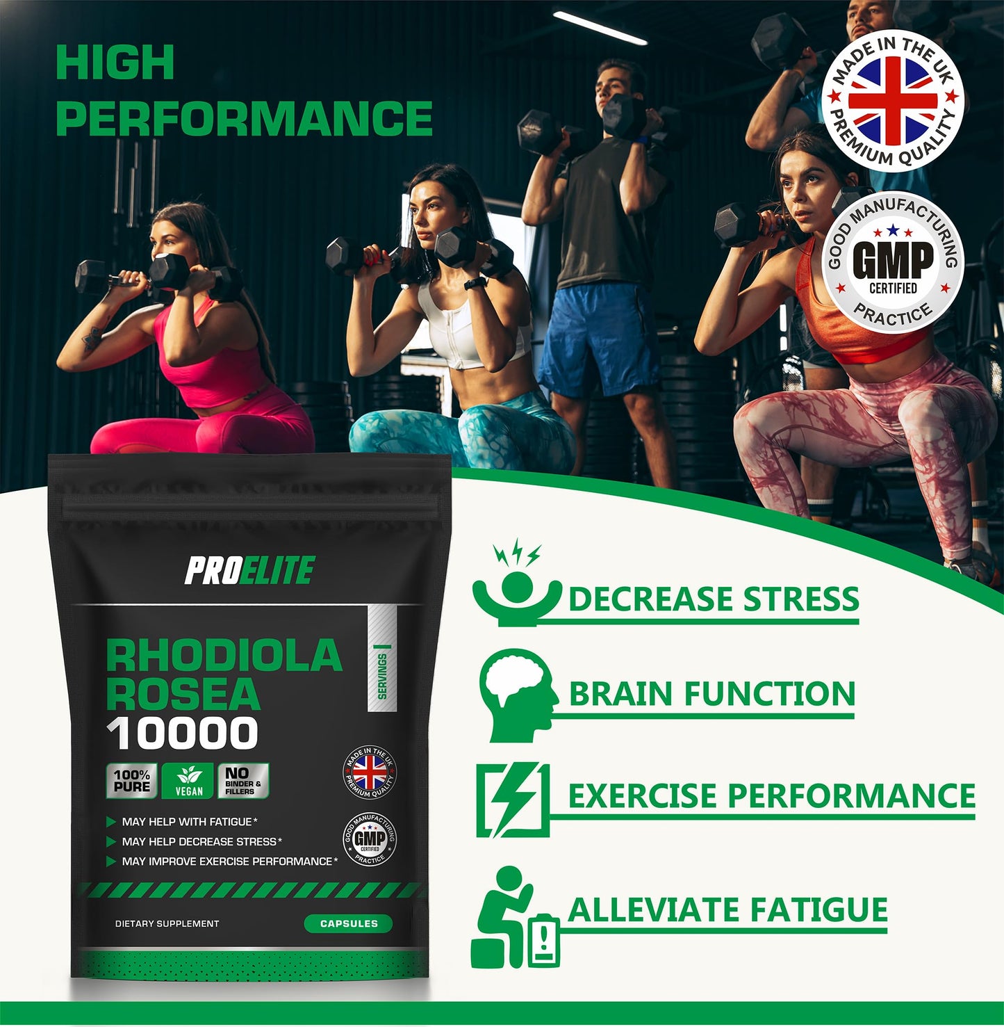 Rhodiola Rosea Extract 500mg 30 Vegan Capsules | 3% Standardised Rosavins 1% Salidrosid | Arctic Root Nootropic Adaptogen Supplement | Premium Rhodiola Root Extract | Made in UK by PROELITE
