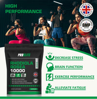 Rhodiola Rosea Extract 500mg 30 Vegan Capsules | 3% Standardised Rosavins 1% Salidrosid | Arctic Root Nootropic Adaptogen Supplement | Premium Rhodiola Root Extract | Made in UK by PROELITE