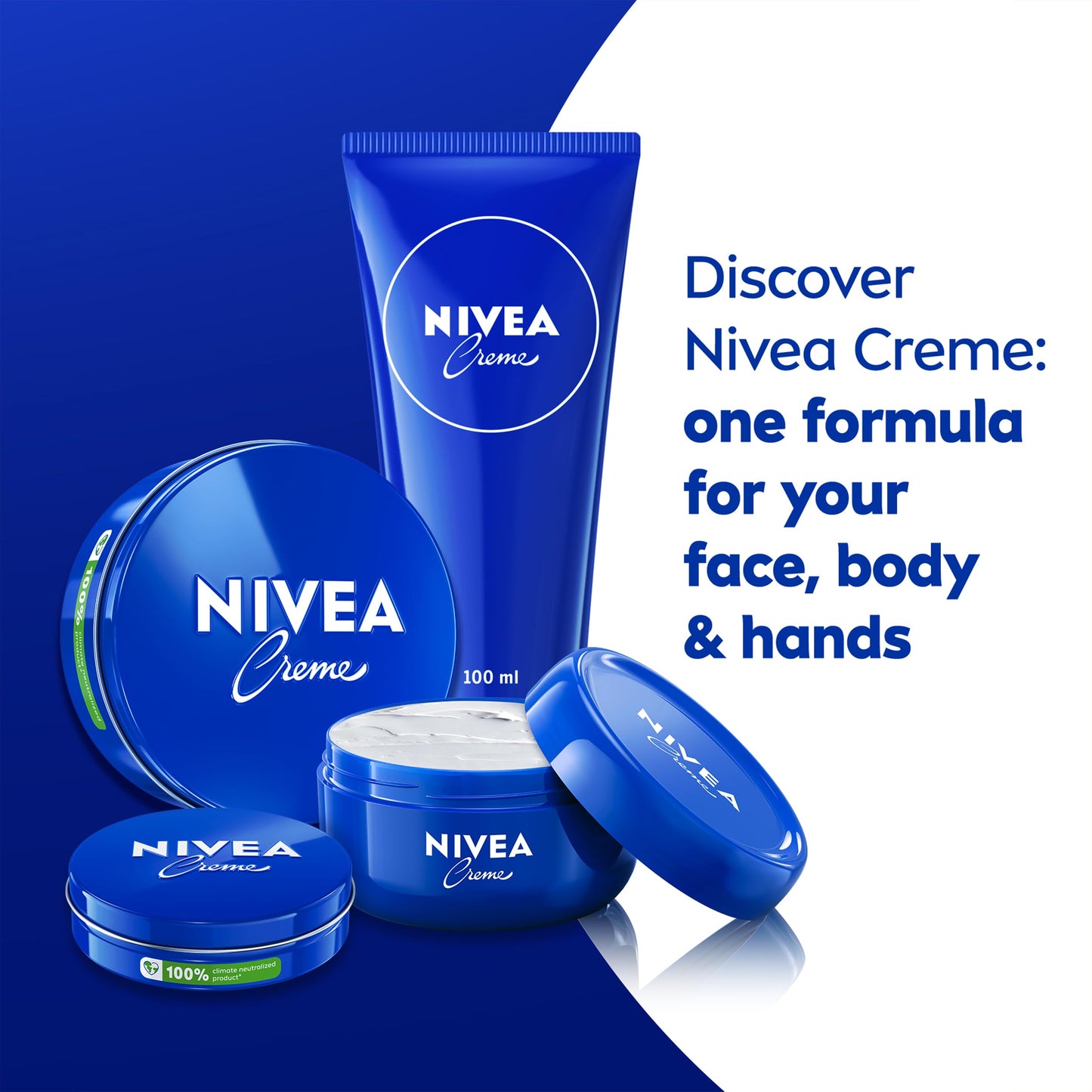 NIVEA Creme Tube (100ml), Moisturising Cream Provides Intensive Protective Care for Soft and Supple Skin, Ideal for Daily Use as a Face, Hand, or Body Cream