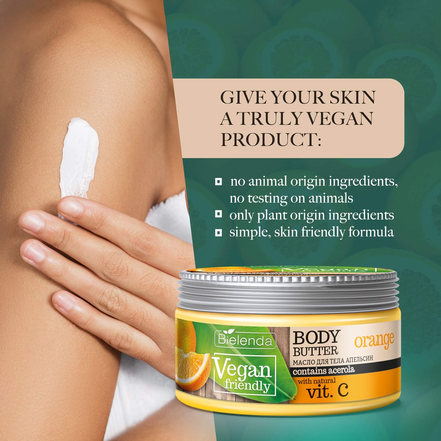 Bielenda Vegan Friendly - Actively Take Care Of The Skin, Tone, Moisturize And Soften It, Restoring The Extraordinary Smoothness And Elasticity - Vegan Friendly Orange Body Butter - 250 ml