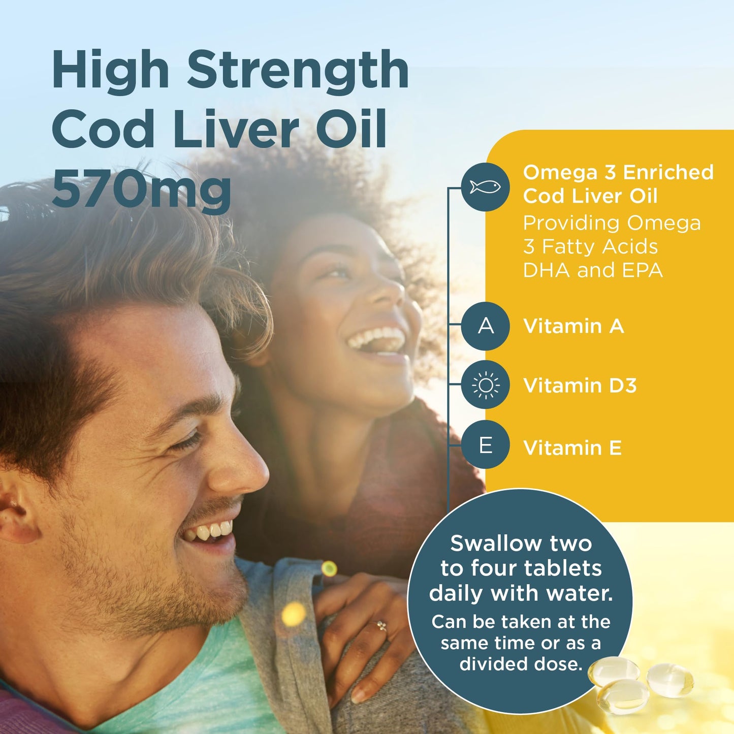 healthspan Healthspan Cod Liver Oil 570mg | Support Your Brain, Heart, Eyes & Bones | 150mg Omega 3 Fatty acids per Capsule (360 Capsules)
