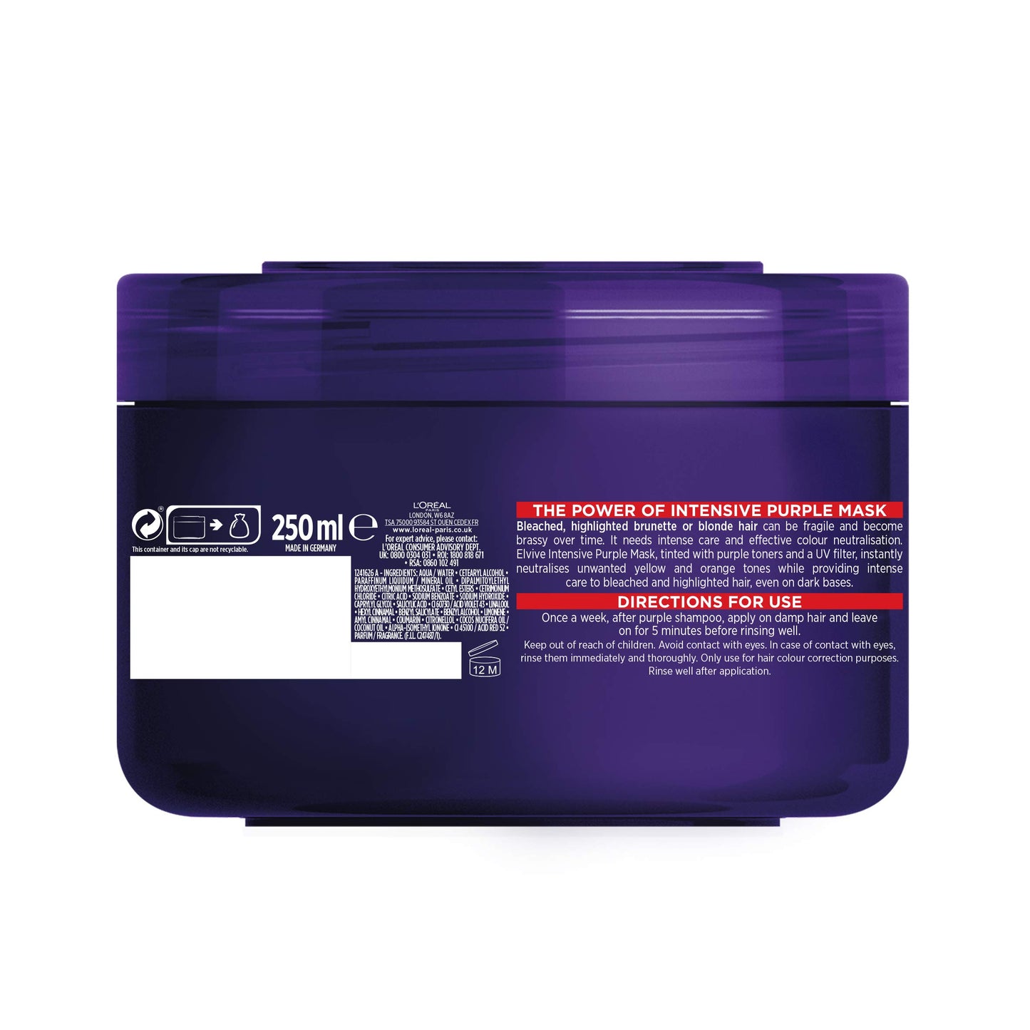 L'OREAL PARIS L'Oreal Paris Elvive Colour Protect Anti-Brassiness Purple Mask,250 ml