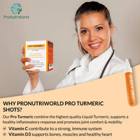 ProNutriWorld Vitamin D Turmeric Shots (20x10ml) 700mg Curcumin with Black Pepper, 20ug of Vitamin D3, Daily Defence, 3X Higher Absorption, Natural Ingredients, No Added Sugar