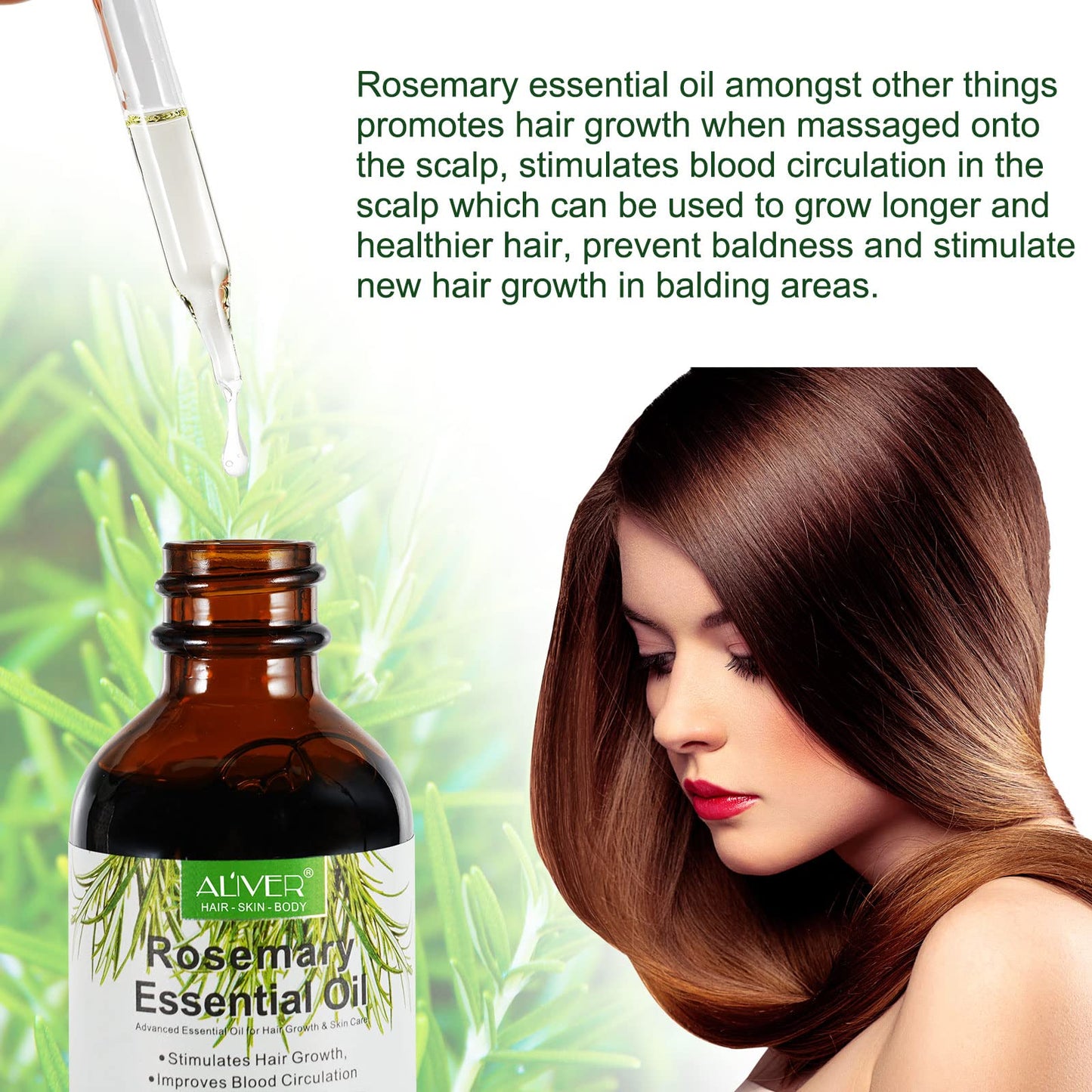 OBNOSWLPJMN 60ml Rosemary Oil For Hair Growth Natural Organic Rosemary Oil For Hair Hair Loss Treatment, Nourishes The Scalp Eyelashs, Eyebrows, Face, Body Massage