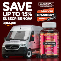 Nutrigums Cranberry & Vitamin C Gummy | Cherry Flavour | 60 Vegan Gummies | Cranberry Extract 9000mg (25% Proanthocyanidins) + Vitamin C 80mg | High Strength | UTI support for Women & Men by NUTRIGUMS®