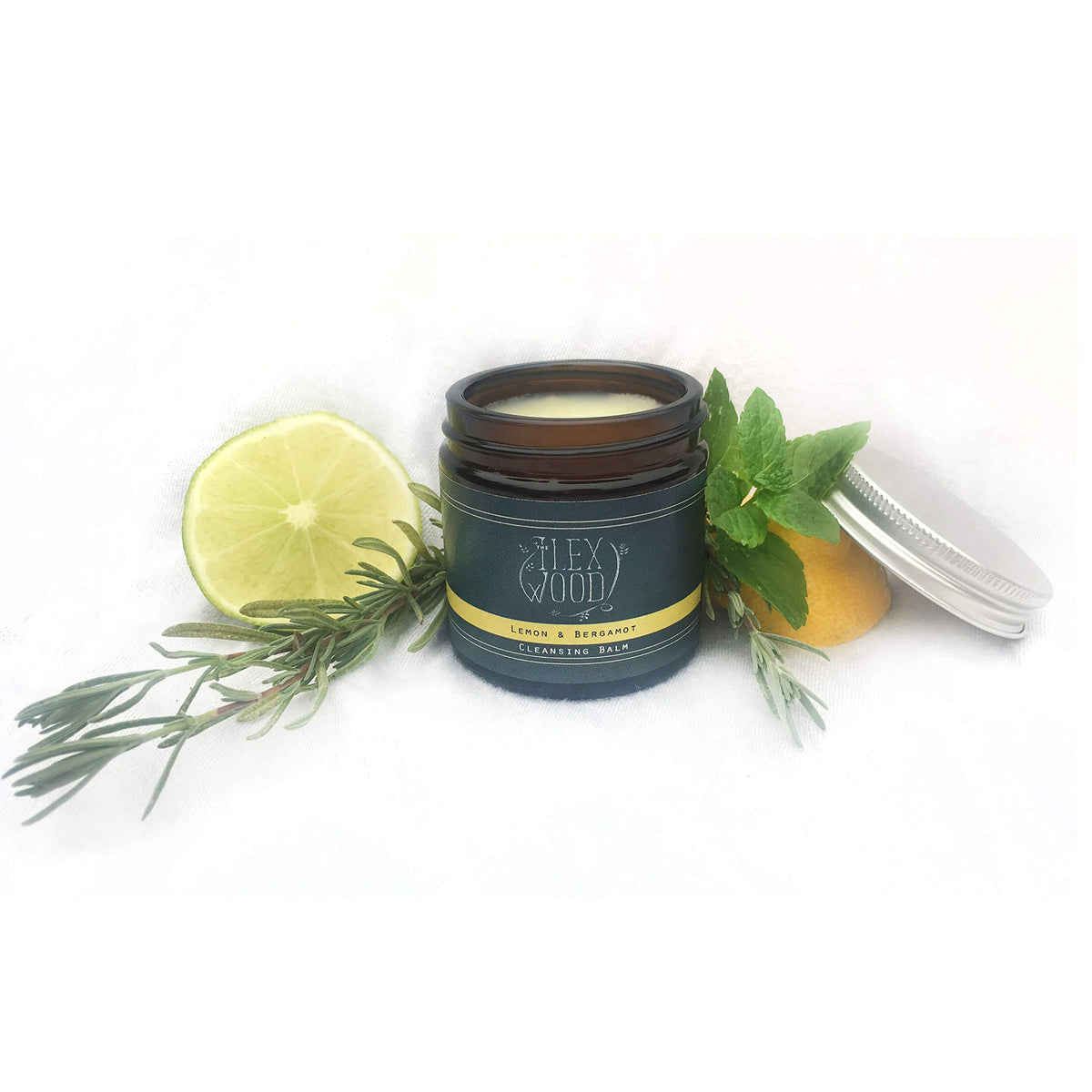 The Ilex Wood - Lemon and Bergamot Cleansing Balm - Face Care Cleansing, Moisturising and Make up Remover. 100% Natural, Vegan, Cruelty Free, Plastic Free, Handcrafted in the UK - 60ml