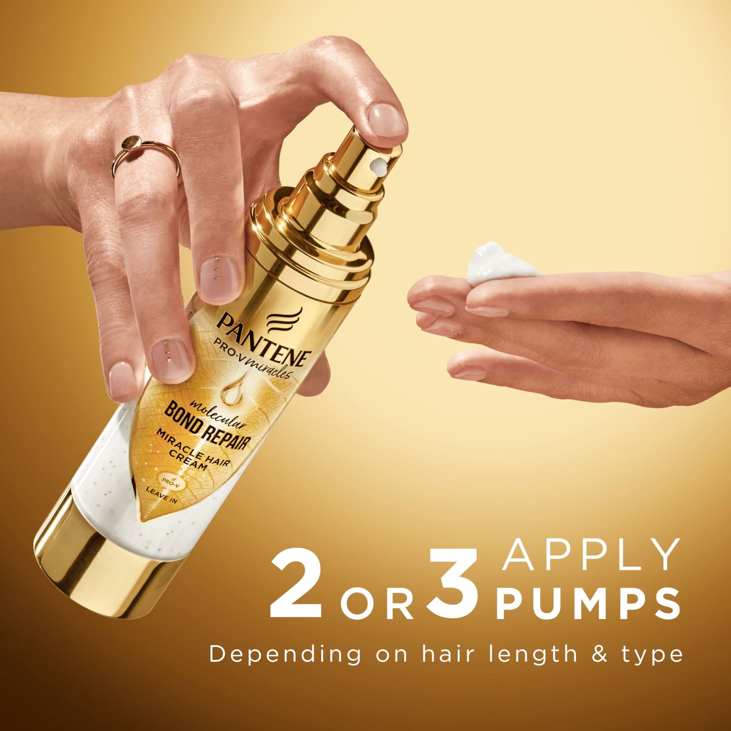 Pantene Molecular Bond Repair Leave In Cream 90ml, Hair Treatment With Pro-V Concentrated Formula For All Types Of Damaged Hair, Nourishes, Strenghtens And Soften Hair, Repairs Split Ends