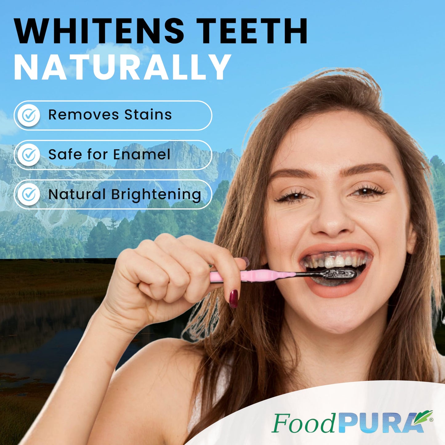 FoodPURA Food PURA® 100G Pure 100% Natural Coconut Activated Charcoal Food Grade Powder - Teeth Whitening, Detox & Bloating Relief