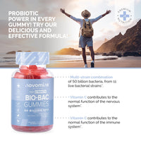 Probiotic Gummies – 50 Billion CFU – High Strength Probiotic Supplements for Men and Women – Bio-Bac Gummies for Adults - 11 Strains of Live Bacteria – Immune & Gut Support - by Novomins