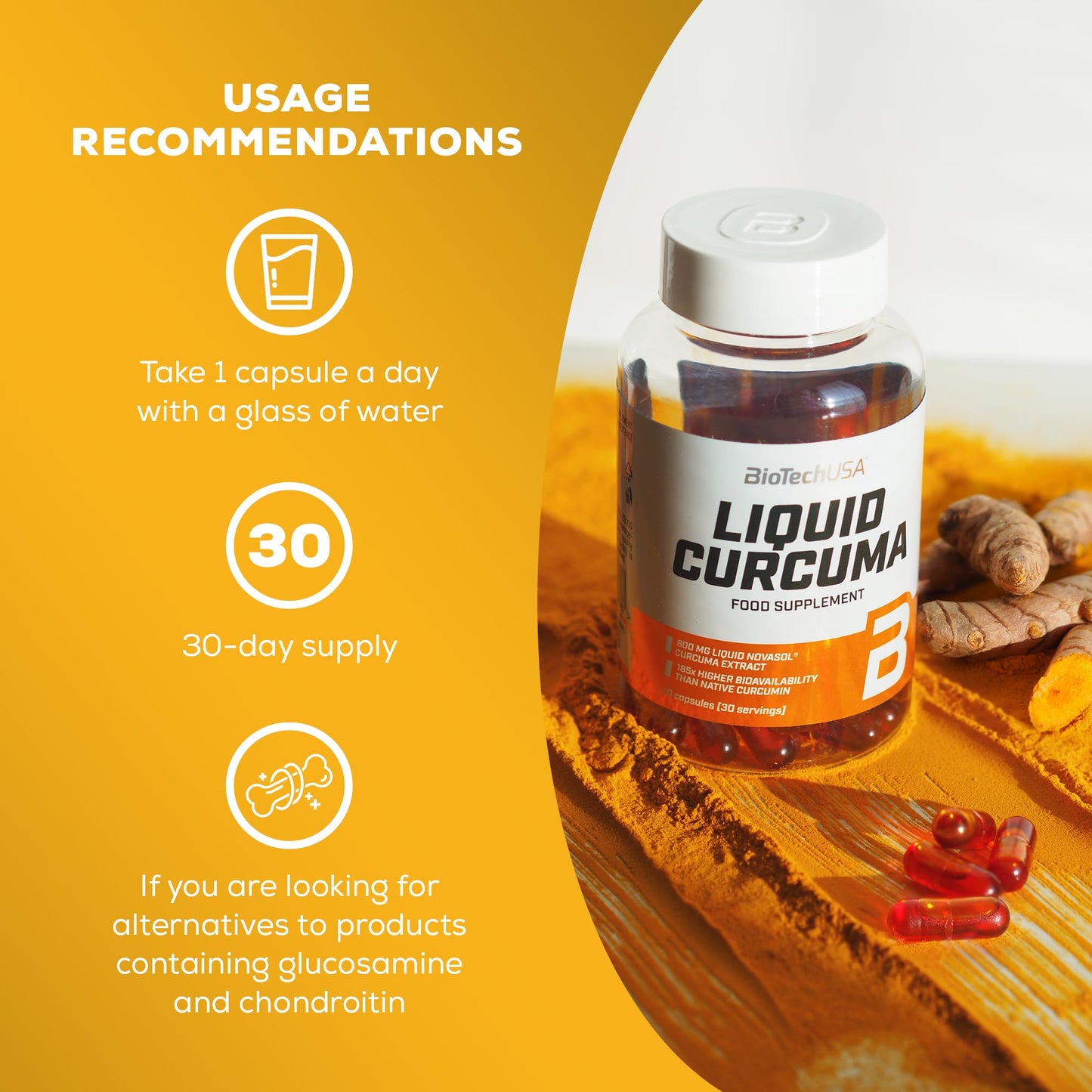 BioTechUSA Liquid Curcuma | High Bioavailability | Liquid Curcumin Extract | with Vitamin D | 30-Day Supply