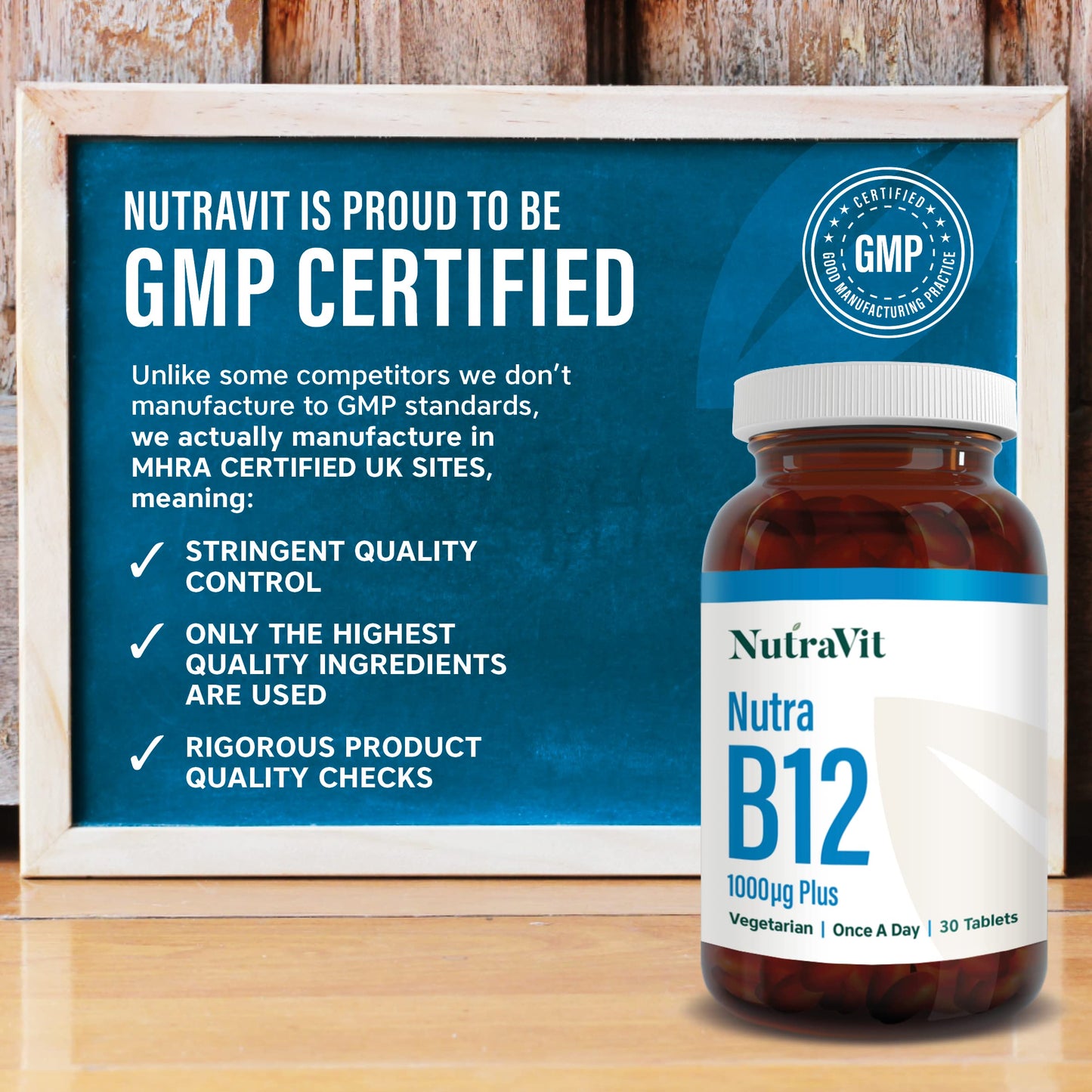 NUTRA B12 Plus - 1000mcg Vitamin B12 Tablets (Methylcobalamin) - 30 Tablets - High Strength Methylcobalamin Vitamin for Tiredness & Fatigue - Vitamin C, D, Folate - Vegetarian - NutraVit