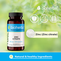 Zinc Citrate 90mg - 200 Capsules - High Absorption Supplement for Immune Support, Skin Health, and Cognitive Function by BIOHERBA