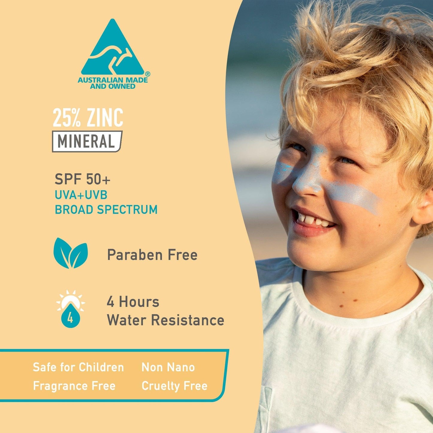 Sun Zapper Zinc Oxide Sunscreen Stick – Blue SPF 50+ – Water-Resistant Broad Spectrum Sunblock for Face – 0.42 Oz (12g) – Suitable for Adults & Kids – Made in Australia