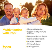 Multivitamin & Iron 120 Tablets for Men & Women | Vitamin A, B, C, D and Iron | Immune Support & Daily Wellbeing Multivitamins with Iron | Vegetarian | MOBU UK