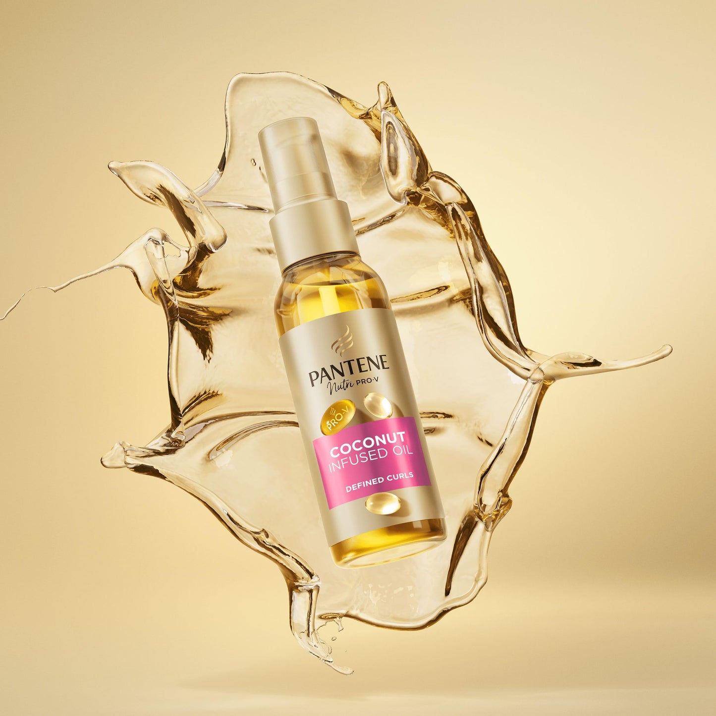 Pantene Pro-V Defined Curls Coconut Infused Hair Oil 100ml for Frizzy, Unruly Curls. Daily Leave in Nourishing Oil. Deeply Moisturises, Softens Hair and Prevents Protein Loss