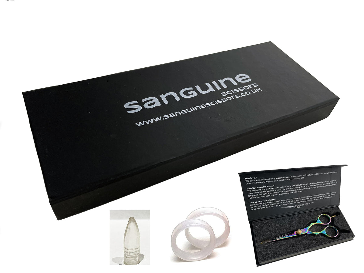 Sanguine Professional Hair Cutting Scissors, Hairdressing Scissors, Ultra-Sharp Japanese Convex Blades, Titanium Coated - 5.5 inch, Includes Case
