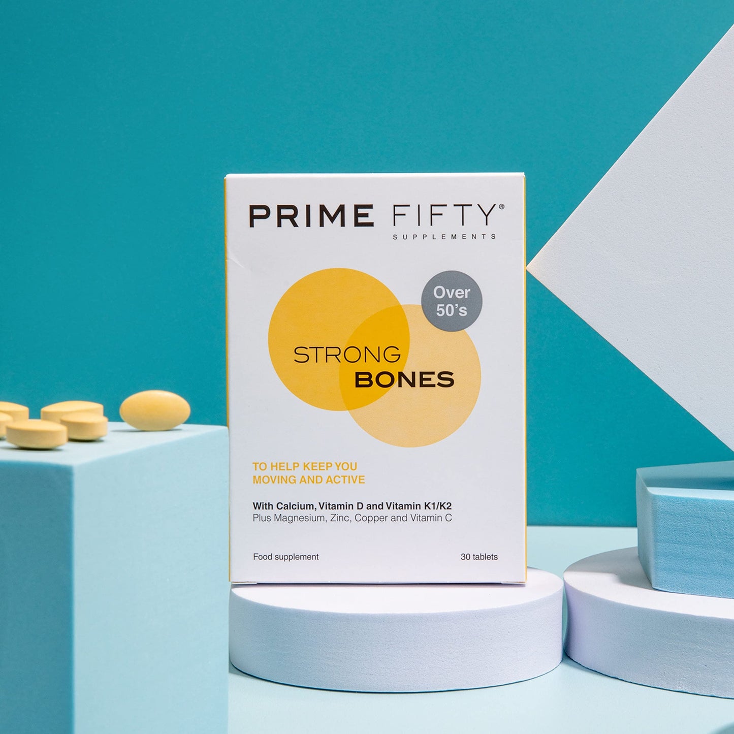 FutureYou Cambridge Prime Fifty Strong Bones Supplements – 28 Multivitamin Tablets with Calcium, Magnesium, Zinc, Copper & Vitamins – Developed for Over 50s to Help Keep You Active