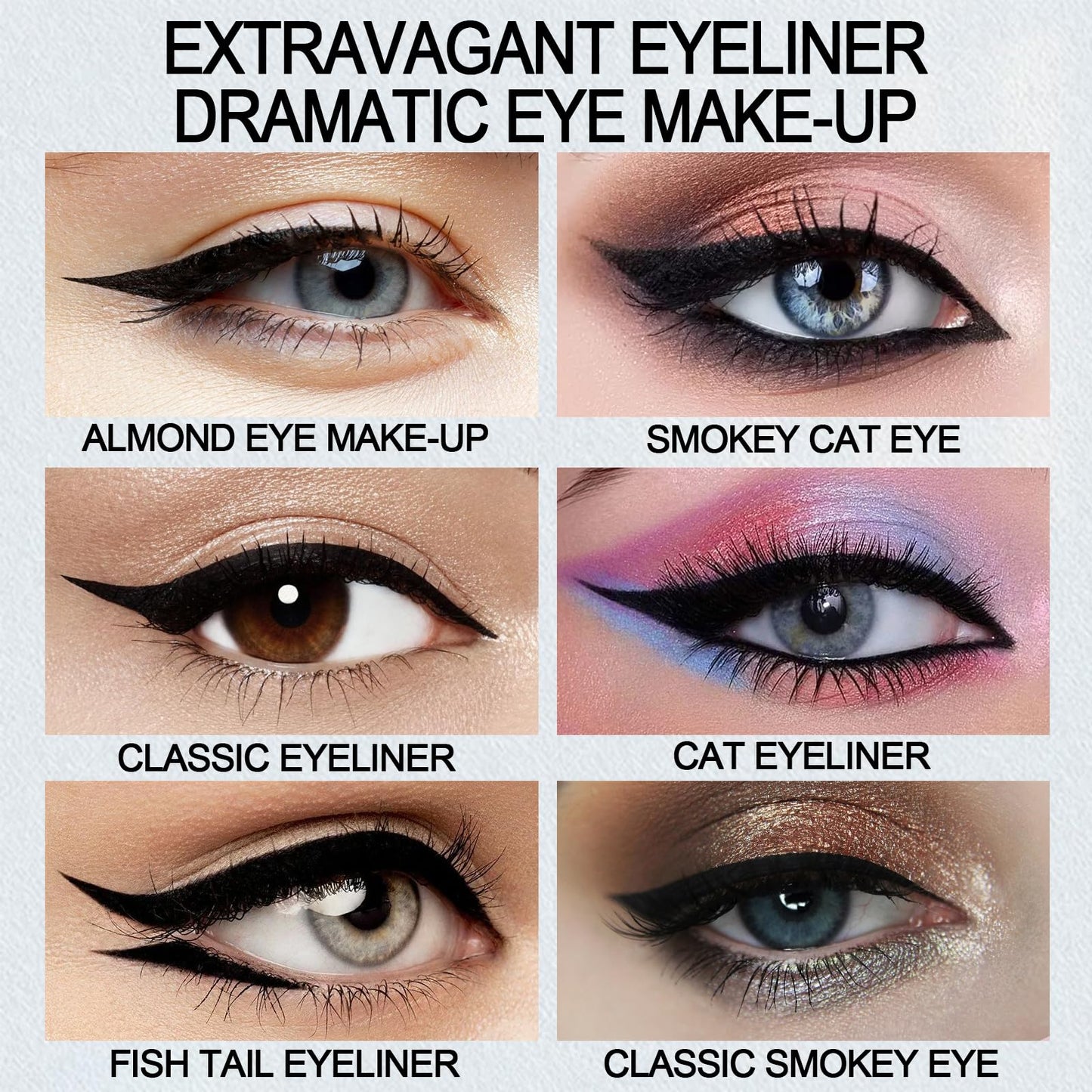 Apooliy Liquid Eyeliner with Eye Liner Stencils,Waterproof Eyeliner Pen with Slim Tip,Quick Drying,Longwearing Eye Makeup Stick,Black