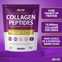 ONYX INGREDIENTS 101 Premium Collagen Powder (Type I, III) Hydrolysed Bovine Collagen Peptides Powder - Halal Certified - 19 Amino Acids - High Levels of All 8 Essential Amino Acids & BCAAs - 150g