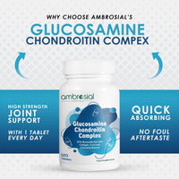 AMBROSIAL Ambrosial Glucosamine Chondroitin Joint Care Supplements for High Mobility & Flexibility | High Strength Glucosamine Chondroitin with Curcumin, Collagen, Boswellia & Rosehip Extracts | 120 Tablets