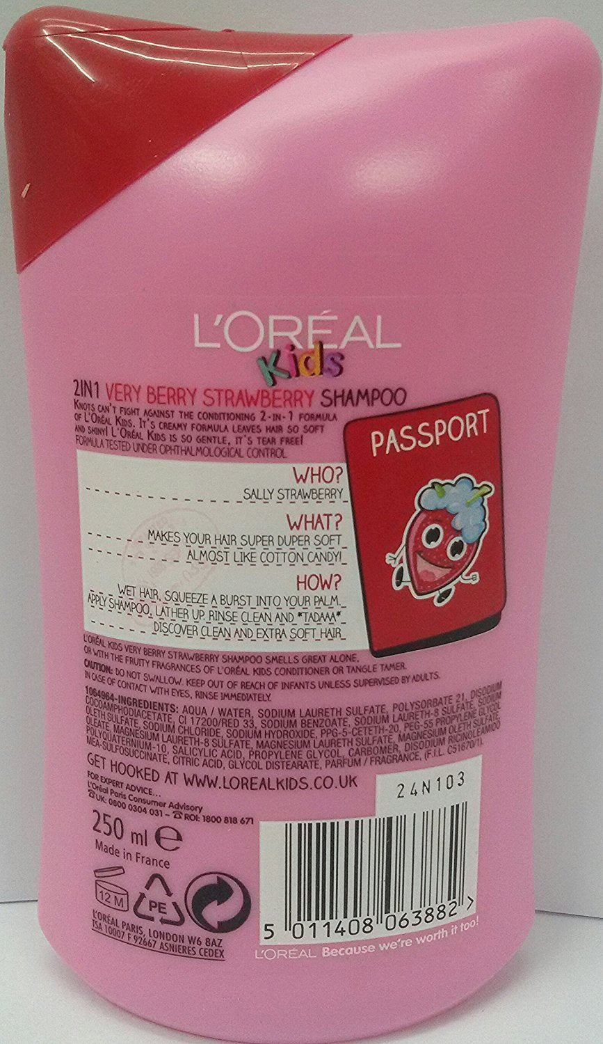 L'Oreal Kids Extra Gentle 2-In-1 Very Berry Strawberry Shampoo, 250ml