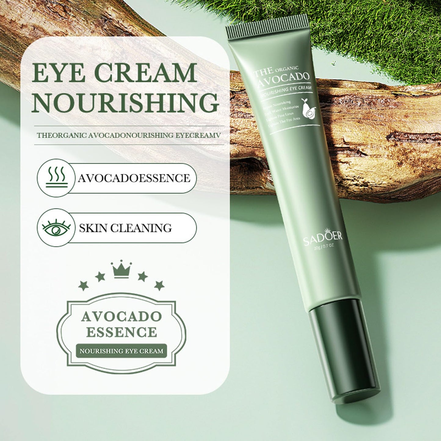 RUICHING Avocado Eye Cream for Dark Circles and Puffy Eyes, Moisturizing Under Eye Cream, Eye Tightener Serum, Anti Aging Anti Wrinkle Reduce Fine Lines, Brightening Eye Repair Cream