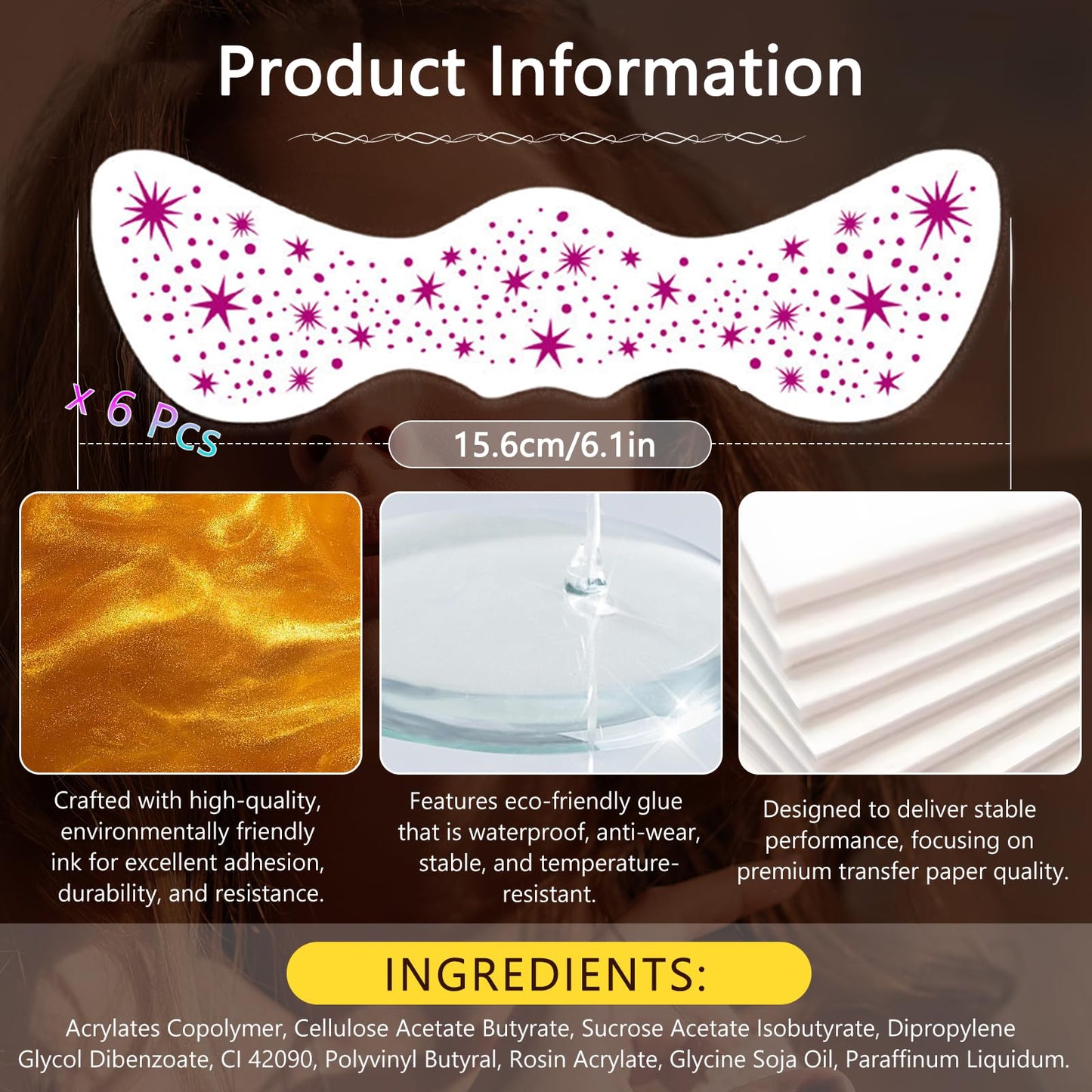 AmiCera Glitter Freckles Face Tattoo, 6 Pcs Face Glitter Freckles Gold for Kids Women, Fake Sparkle Temporary Tattoos Stickers for Girls and Adults Festival Makeup Accessories Face Decor, Maroon