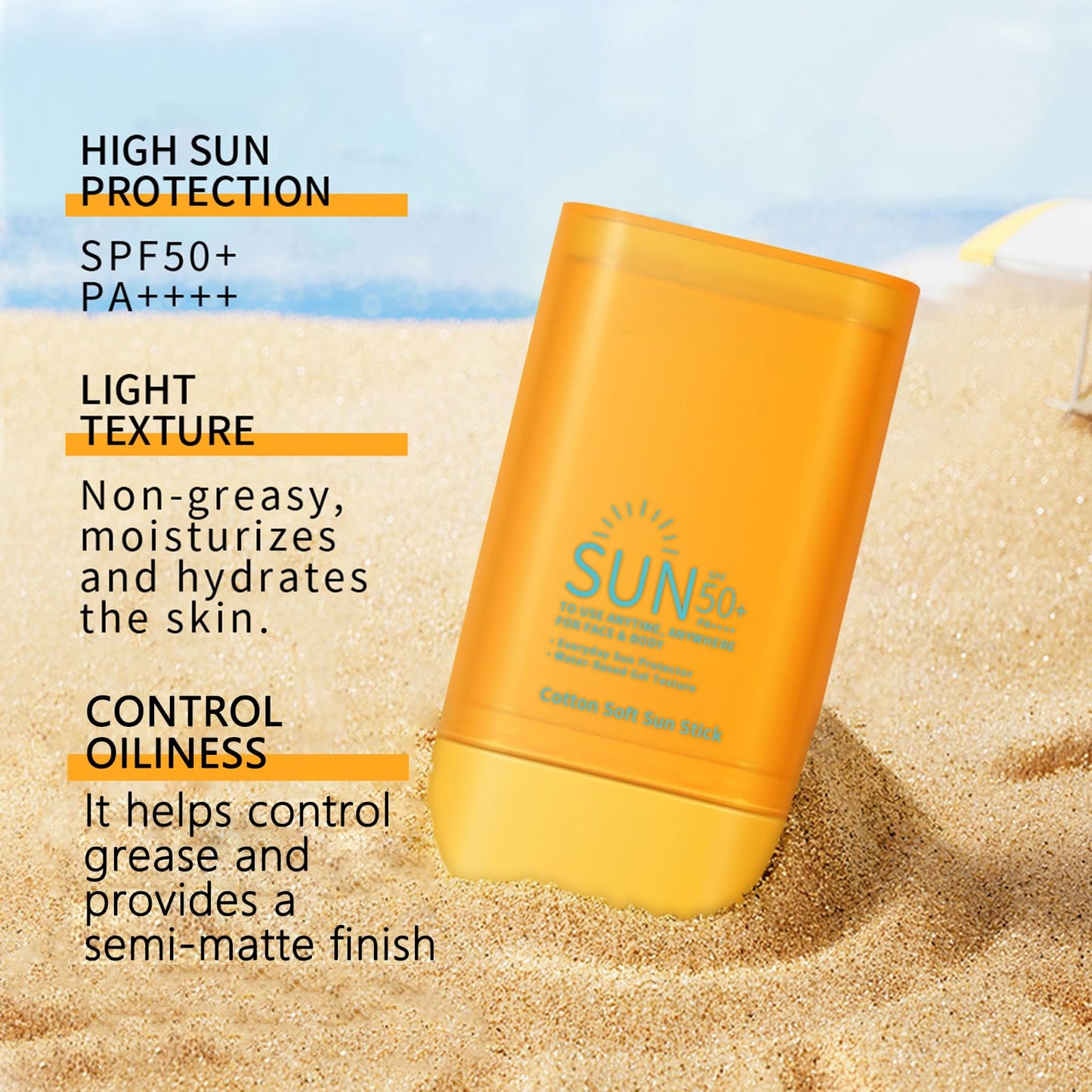 Wormeer Sunscreen Stick SPF 50+ for Face & Body, Invisible Sun Screen SPF 50 Face Stick, Semi-Matte Sun Cream, Water Resistant & Non-Greasy, 16g – For Women