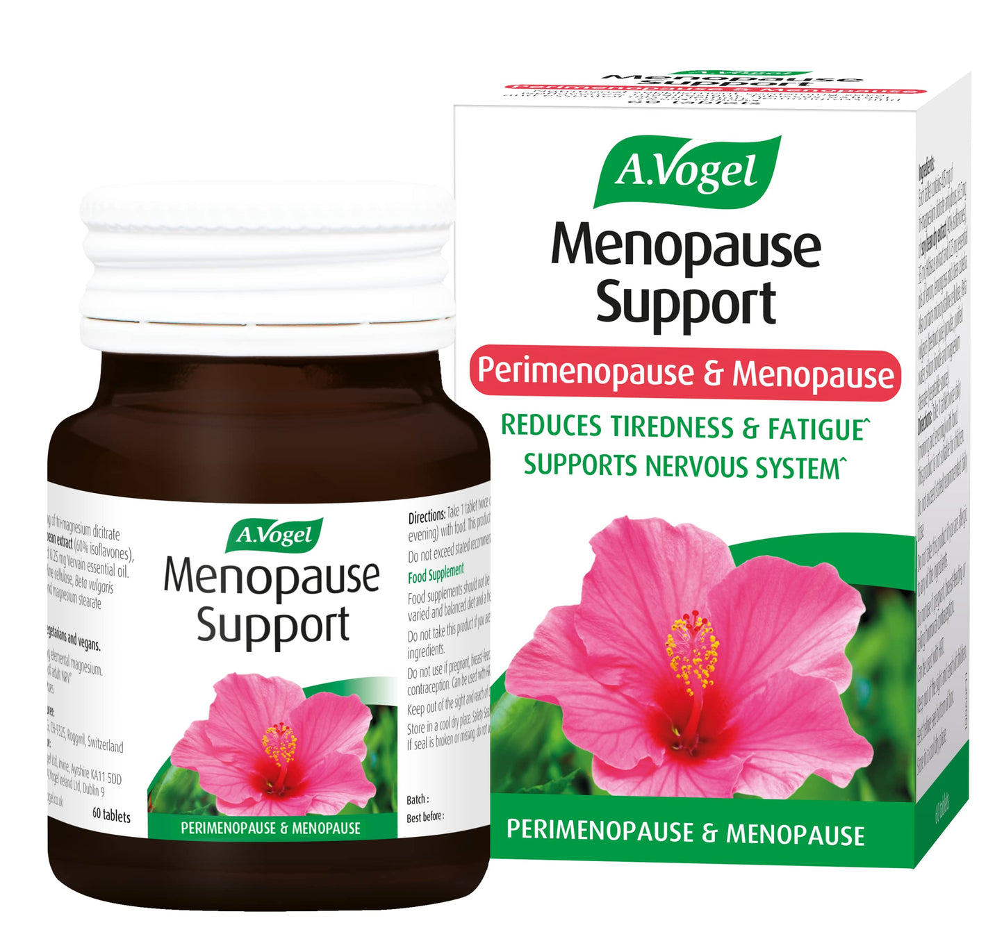 A.Vogel Menopause Support | For Perimenopause, Menopause & Postmenopause Symptoms | Menopause Supplement with Soy Isoflavones, Magnesium & Hibiscus | 60 Tablets