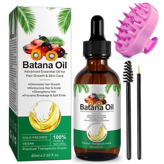 AIKUWWOIRQIA Batana Oil for Hair Growth with Scalp Massager, 100% Natural Batana Oil Organic, Strengthens and Thickens Hair, Nourishes The Scalp, Skin & Face Moisturizer, Stimulates Hair Growth for All Hair Types