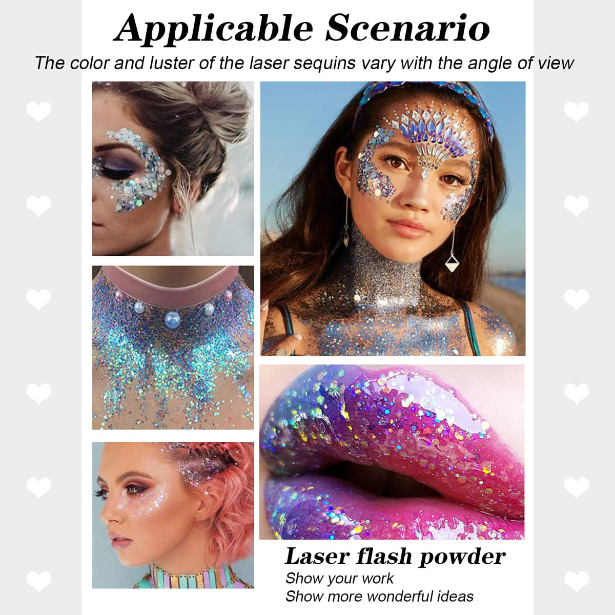 Dacitiery 3Pcs Body Glitter Gel Kit, 50ml Mermaid Sequins Chunky Glitter Liquid Gel for Face, Body, Eye, Hair, Nail DIY Art Festival Party Makeup Decoration