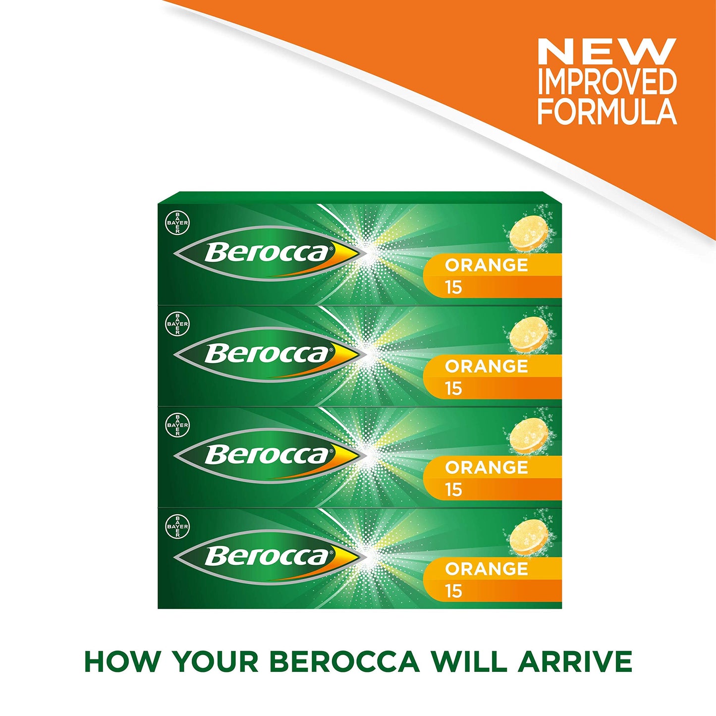 Berocca Energy Vitamin Tablets Orange Flavour, High Dose of Vitamin B Complex, Vitamin B12,60 Tablets (4 x 15)- 2 Months Supply(Packaging May Vary)