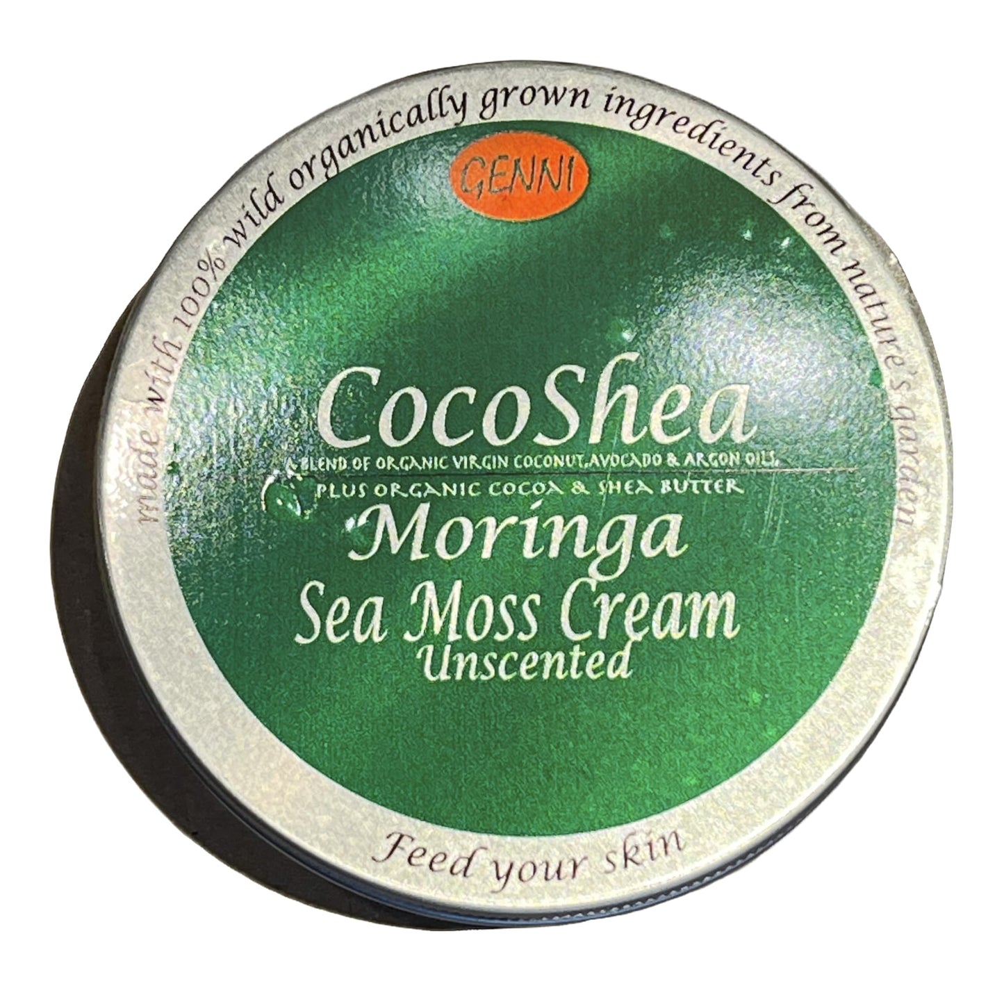CocoaShea Body Creams | Vegan skincare | GENNI Raw Sea Moss Creams made with virgin Coconut, Argon, Advocado Oils, Shea and cocoa buttert for health, beauty and wellbeing | (Moringa)