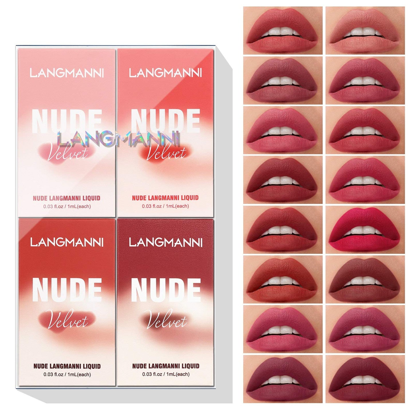 LANGMANNI Matte Liquid Lipstick Makeup Set Velvety Long Lasting Waterproof High Pigmented Velvet Lipgloss Kit Beauty Cosmetics Makeup Gift Set (16PCS)