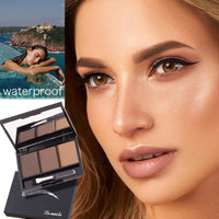 HAORQEE Eyebrow Powder Palette, Dark Brown Light Brown Brow Powder Shaping Kit Eyebrow Filler Brow Tint Root Touch Up Face Contour Hairline Powder, Natural Waterproof Long Lasting Make-Up Palette with Brush
