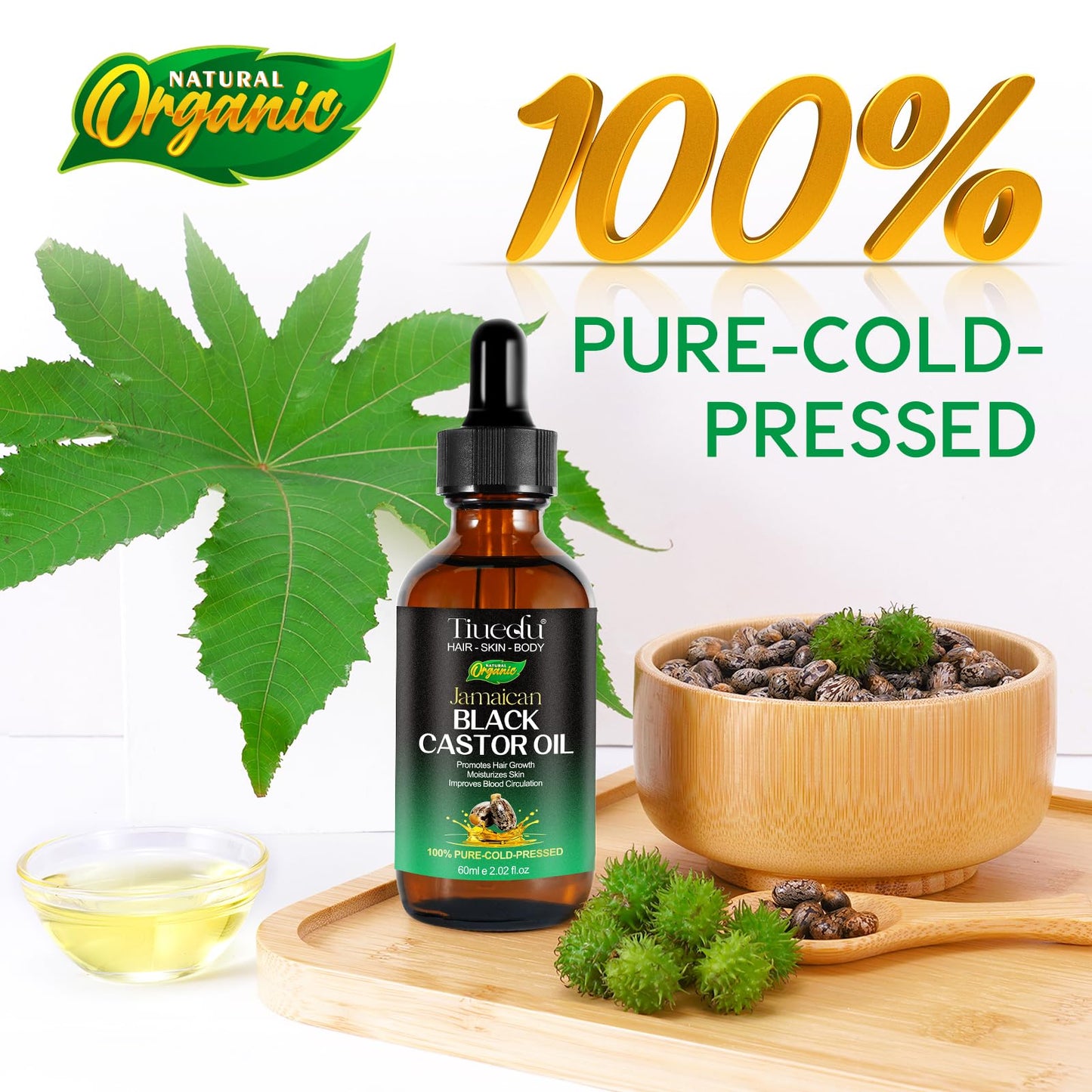 NBXINSLF 2Pack Jamaican Black Castor Oil for Hair Growth,Thicker Eyelashes & Eyebrows,Organic Castor Oil for Face,Body & Skin,100% Pure Cold Pressed Black Castor Oil,Hair Nourishing Oil