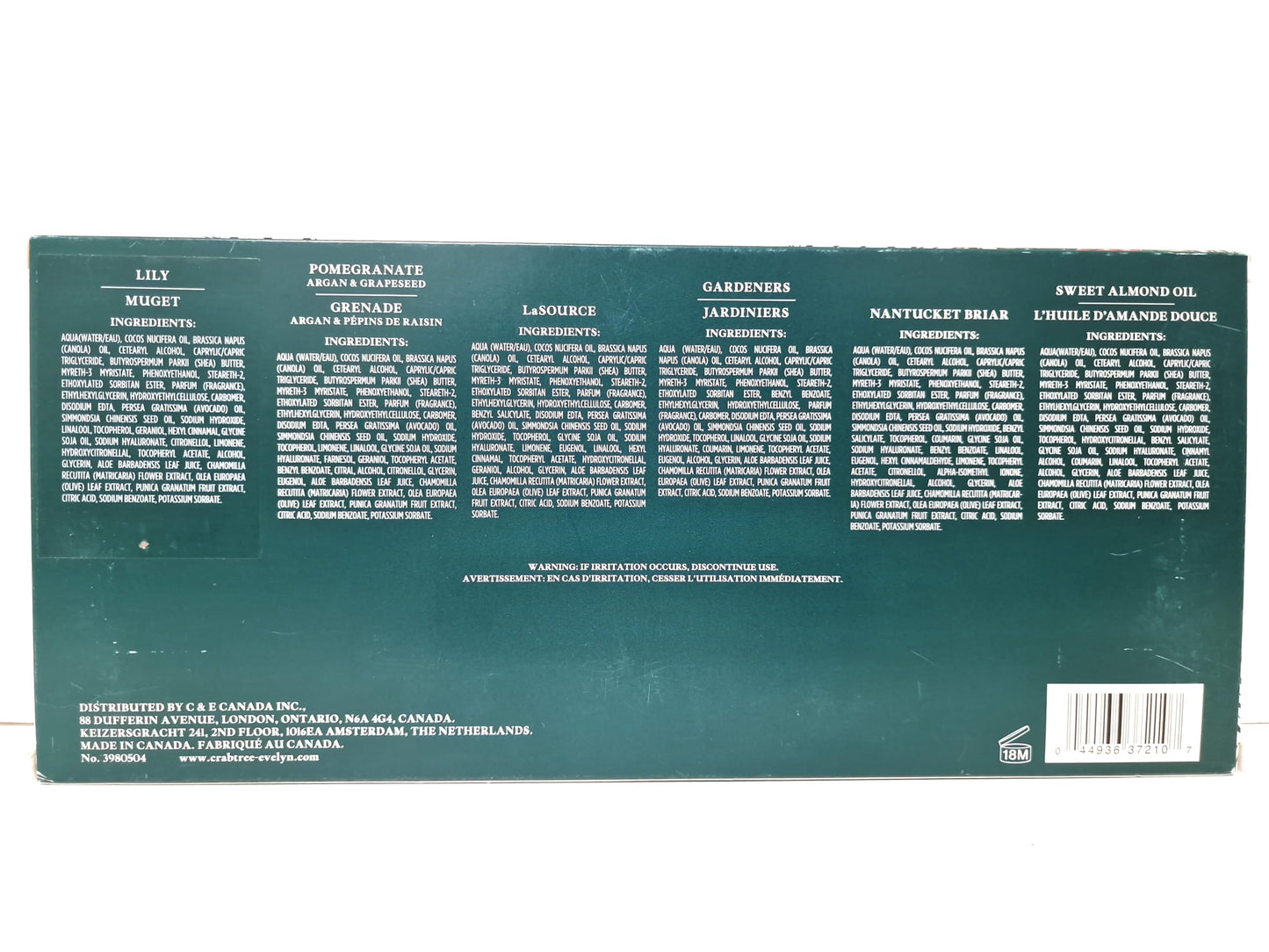 Generic Crabtree & Evelyn Six Pack Hand Therapy Cream Gift Set (6 x25ml) Pomegranate Argan and Grapeseed, Lily, LaSource, Gardeners, Nantucket Briar and Sweel Almond Oil