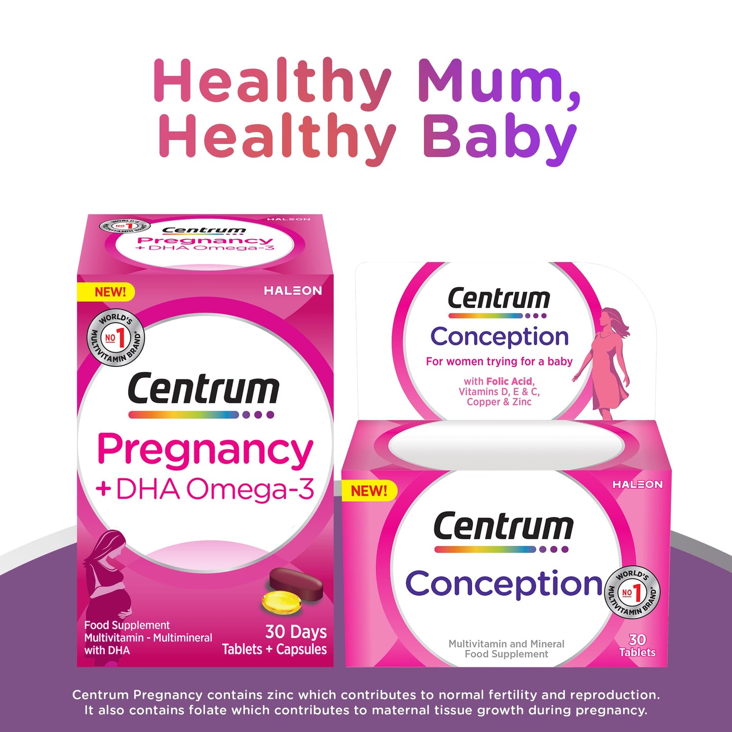 Centrum Pregnancy Vitamins for Women, Pregnancy Vitamins with DHA, Omega 3 and Folic Acid, 60 Count, 30 Day Supply