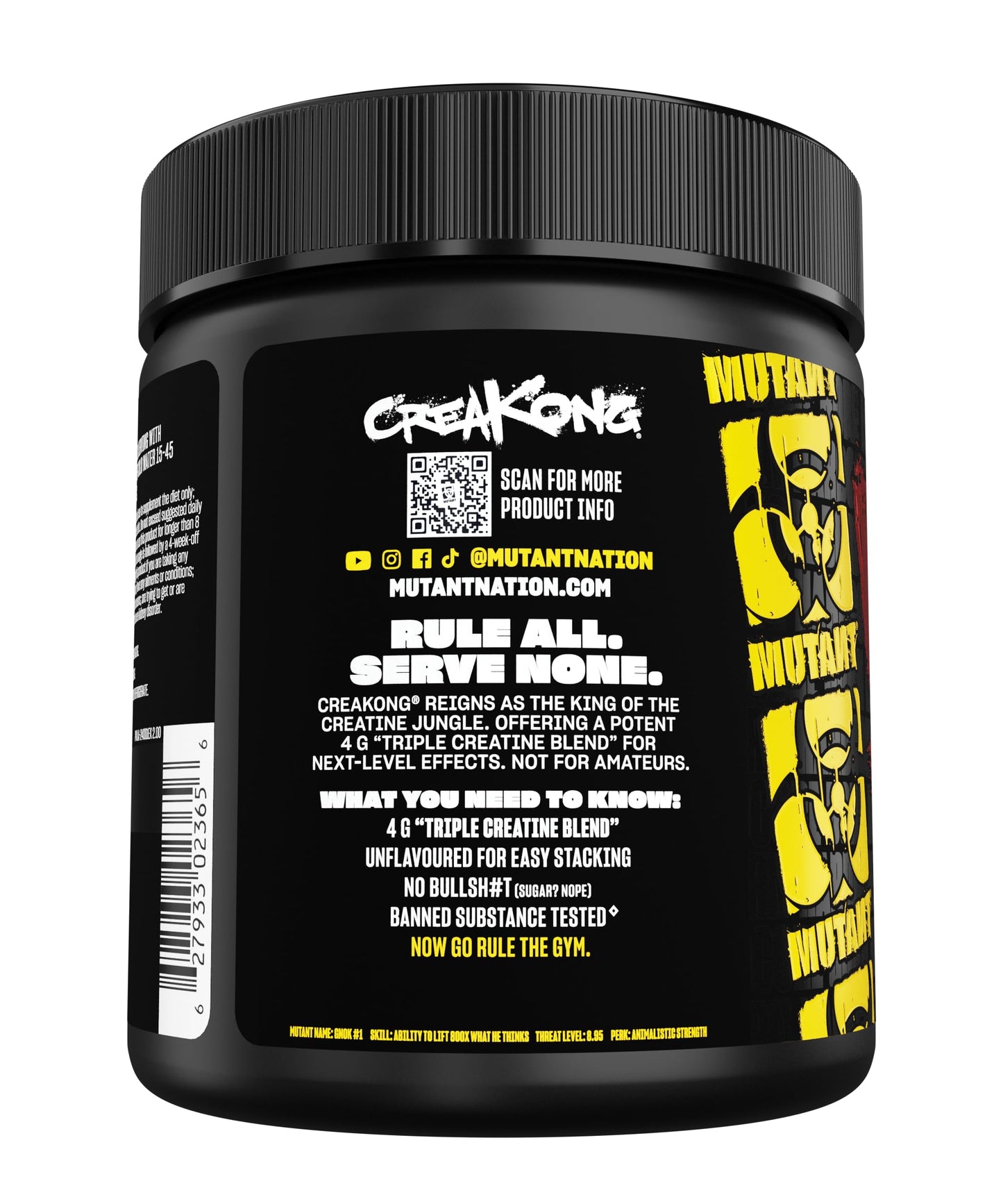 Mutant MUTANT CREAKONG – Advanced Creatine Supplement with Triple Creatine Blend for Muscle Strength, Size & Performance – Unflavoured, Banned Substance Tested – 300g (75 Servings)
