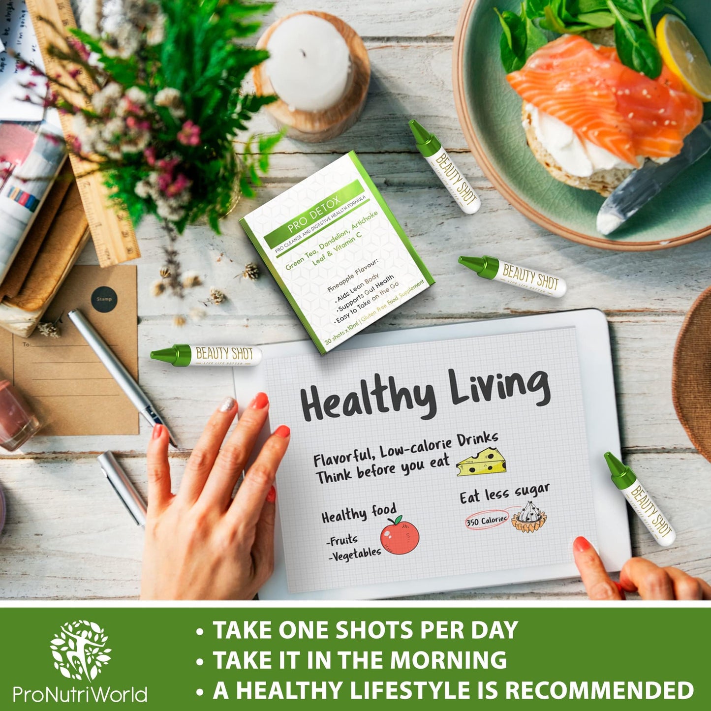 Pro Detox Liver Support - 20-Day Herbal Cleanse with Artichoke, Dandelion, Cichorium & Green Tea - Natural Detox Supplement for Bloating Relief & Liver Health, 20 Shots