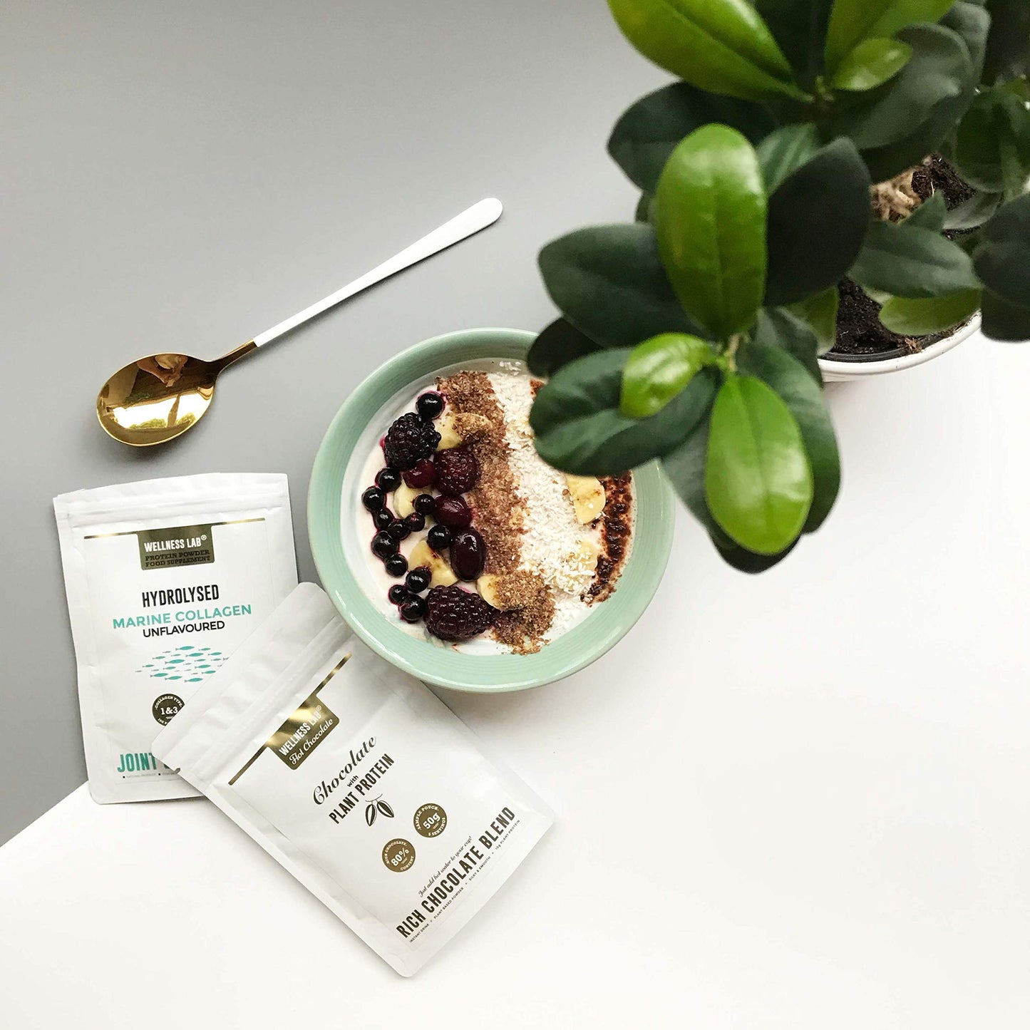 Wellness Lab Protein Powder Food Supplement | Marine Collagen Peptides for Joint, Muscles & Skin Support | 100% Natural, UK Made, No Sugar or Additives | Use in Coffee or Latte | 50g Sample