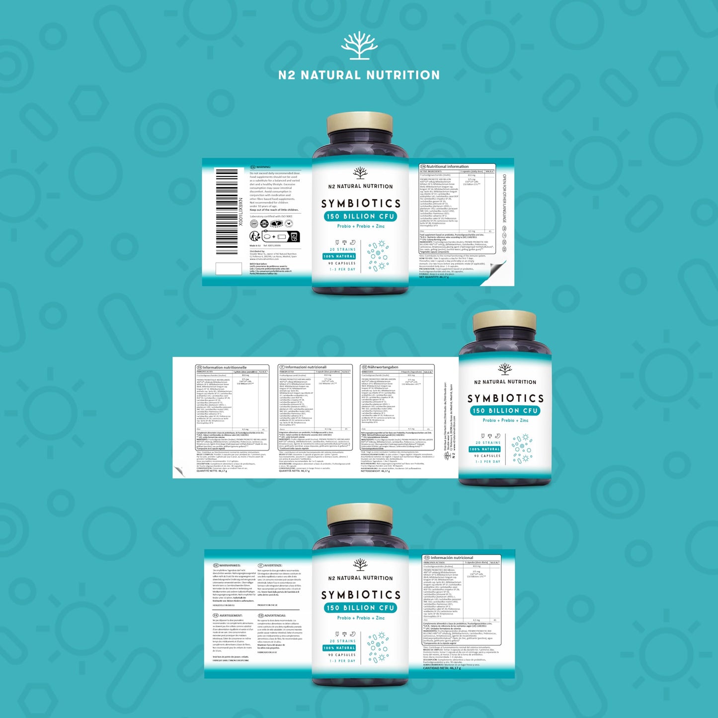 Probiotics 400 Billion CFU/gr* Shock Treatment with 20 Multi Strains, Prebiotics & Zinc with Highest Concentration. Probiotics for Gut Health and IBS Relief. 76 Days Dosage. EU. N2 Natural Nutrition