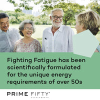 Prime Fifty Fighting Fatigue Supplement – 28 Day Supply – Energy Tablet with Vitamin B12, Magnesium & Iron for Over 50s – Co-Enzyme & C, D & B Vitamin Tablets for Tiredness & Fatigue