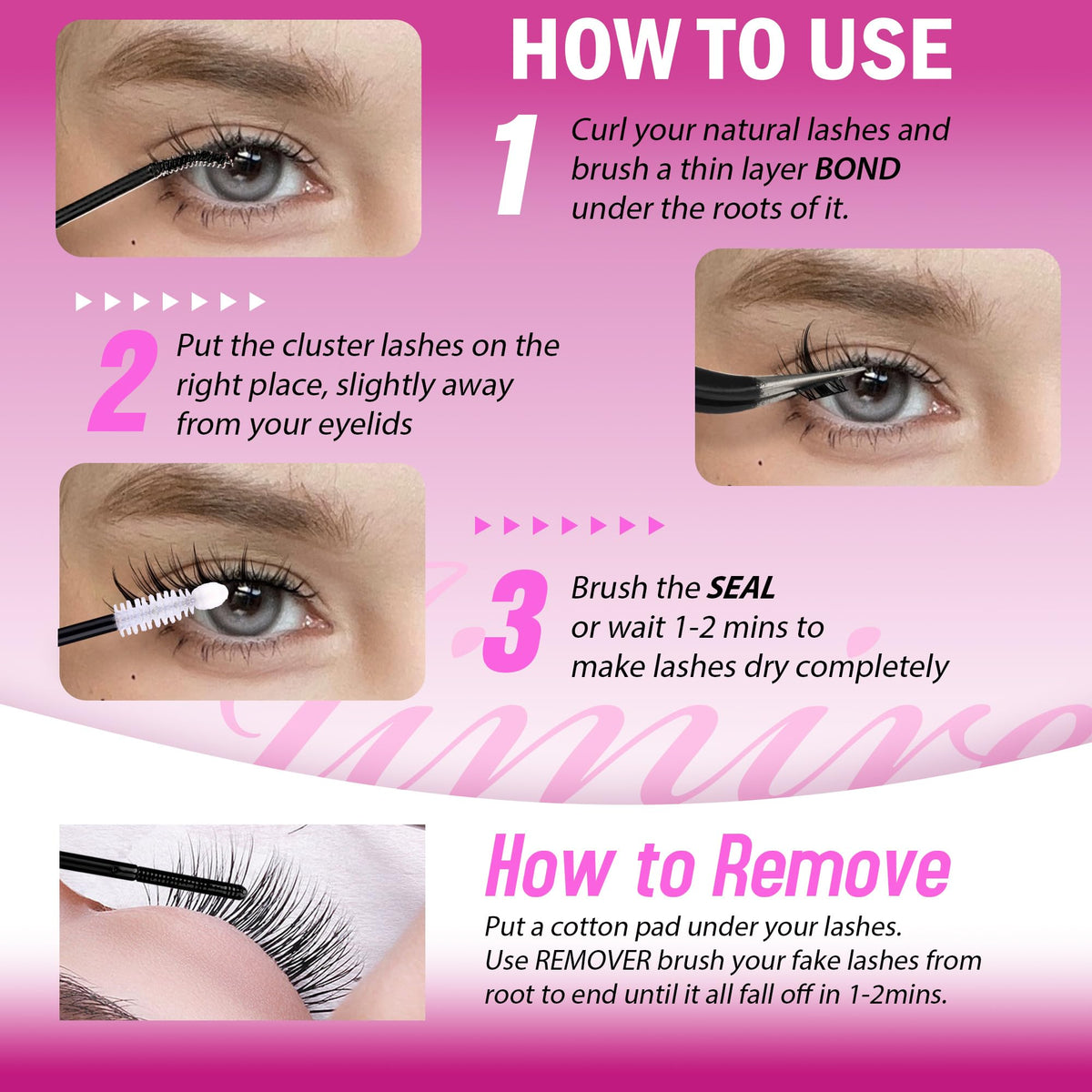 JIMIRE Fairy Lash Clusters Natural Look Manga Cluster Lashes Wispy D Curl Individual Eyelashes 110 Pcs 8-16MM Wispy Lashes Individual Cluster Wet-Look Lashes Extension with Invisible Lash Band