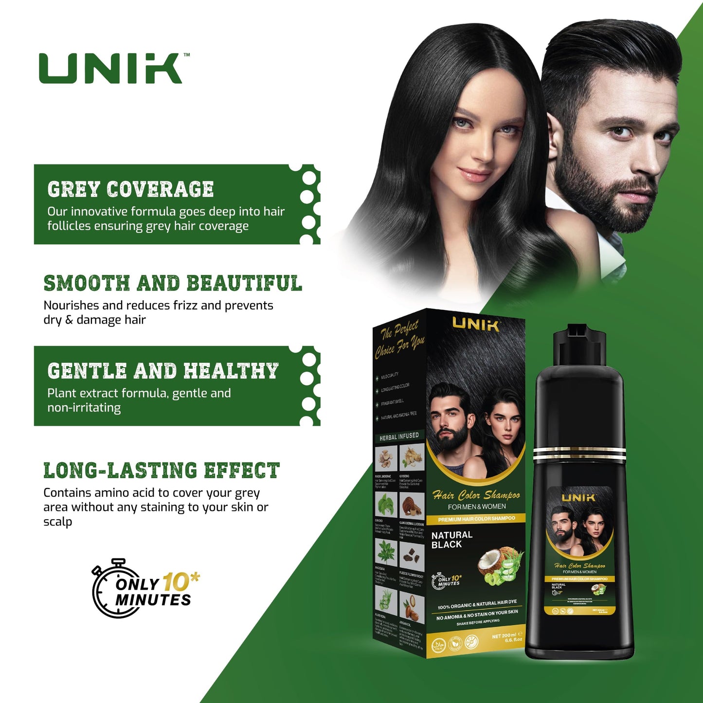 Generic Professional Aloe Vera Natural Black Hair Colour Organic Shampoo cleanser Haircare Cleansing Comfort conditioner -Natural Black Colour