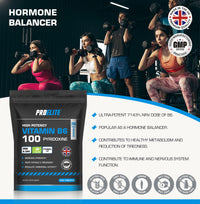 Vitamin B6 100mg - 120 Vegan Tablets 7000% Nrv Dose High Strength ๏ฟฝ B6 Vitamins Contributes to Healthy Metabolism, Reduction of Tiredness, Normal Immune & Nervous System Function ๏ฟฝ PROELITE