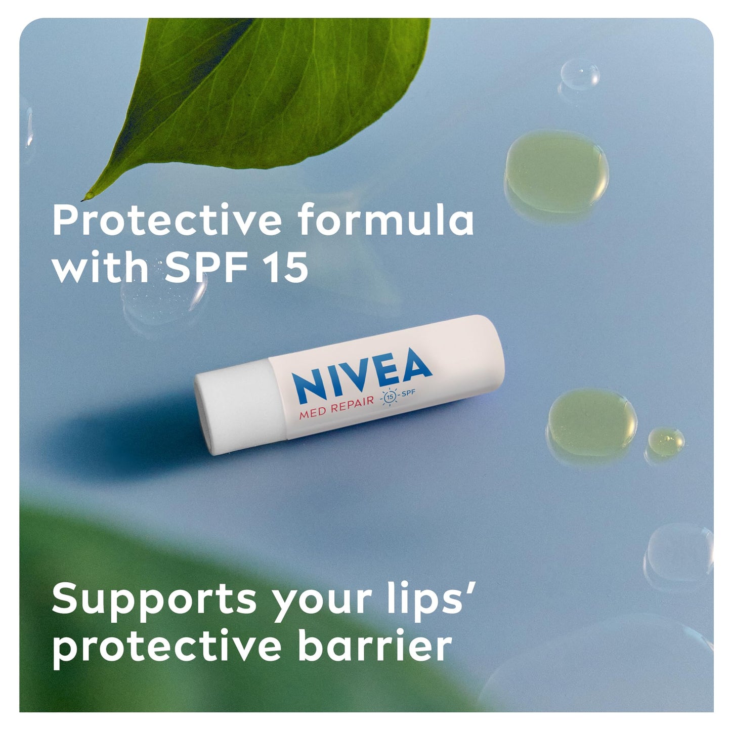 NIVEA Repair & Care Lip Balm SPF 15 (4.8g), Lip Care with Natural Origin Ingredients, Shea Butter, and Vitamins, Relieves Chapped Lips with 24h Moisture