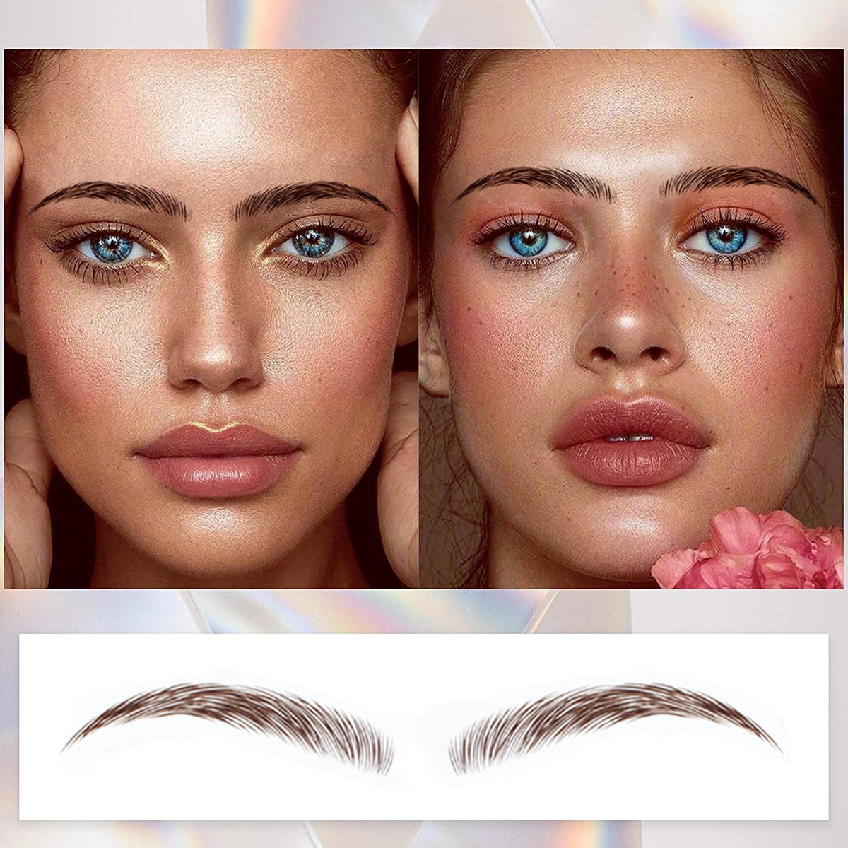 AWAVM 7Sheets/77Pairs 4D Hair-Like Tattoo Stickers Waterproof Natural Fake Eyebrow Stickers,Long Lasting Eyebrow Grooming Shaping Perfect for Women and Girls (Brown-09)