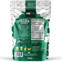 Organic Spirulina Powder 250g Natural Immune Booster | Premium Superfood Super Greens Spirulina Powder | Rich in Essential Vitamins & Minerals Vegans & Vegetarians by PROELITE
